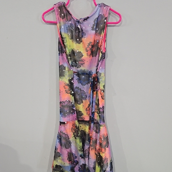 SOLD SOLD SOLD Justice Pink and Purple Ruffled Tie Front Dress - Picture 3 of 5